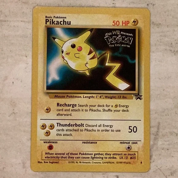 Pikachu 1999 Movie Promo 4 Pokemon Card Stamped WB The First Movie #4 - Picture 4 of 5